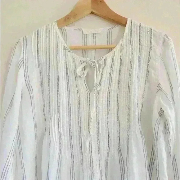 CP Shades Tunic White & Blue Triple Stripe Linen Size‎ S - Picture 2 of 5
